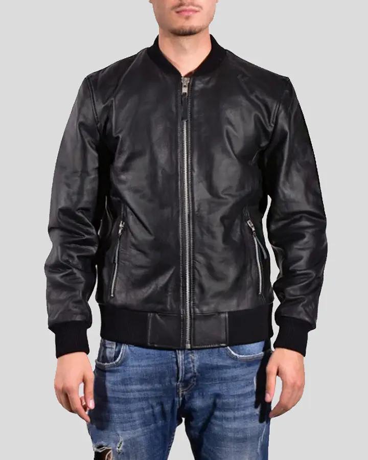 Bran Black Bomber Leather Jacket - Rare Leather
