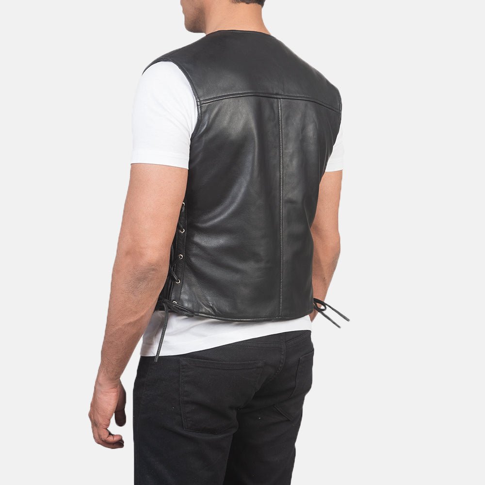 Brandon Black Leather Vest - Rare Leather