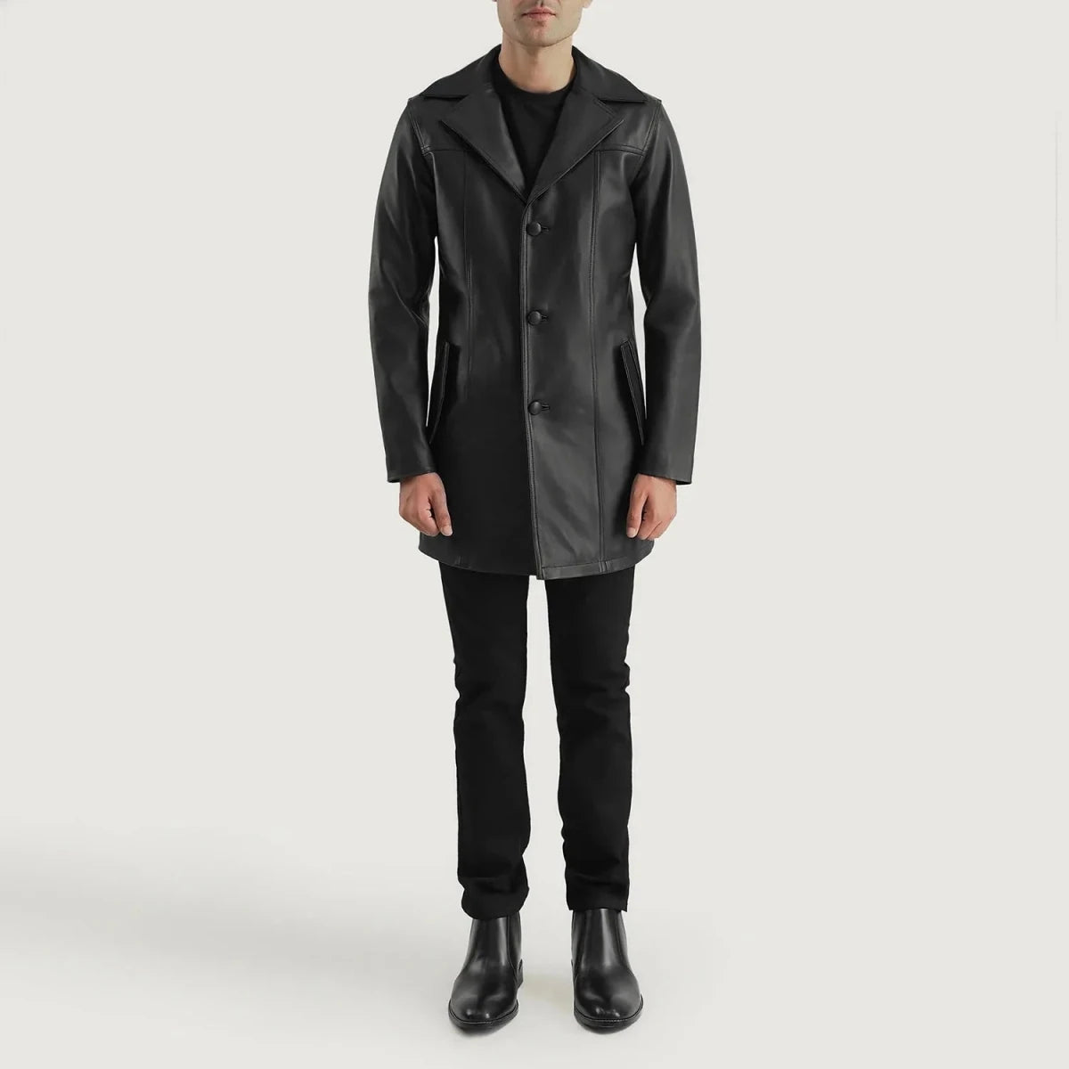 Brawnton Black Leather Coat - Vox Leather