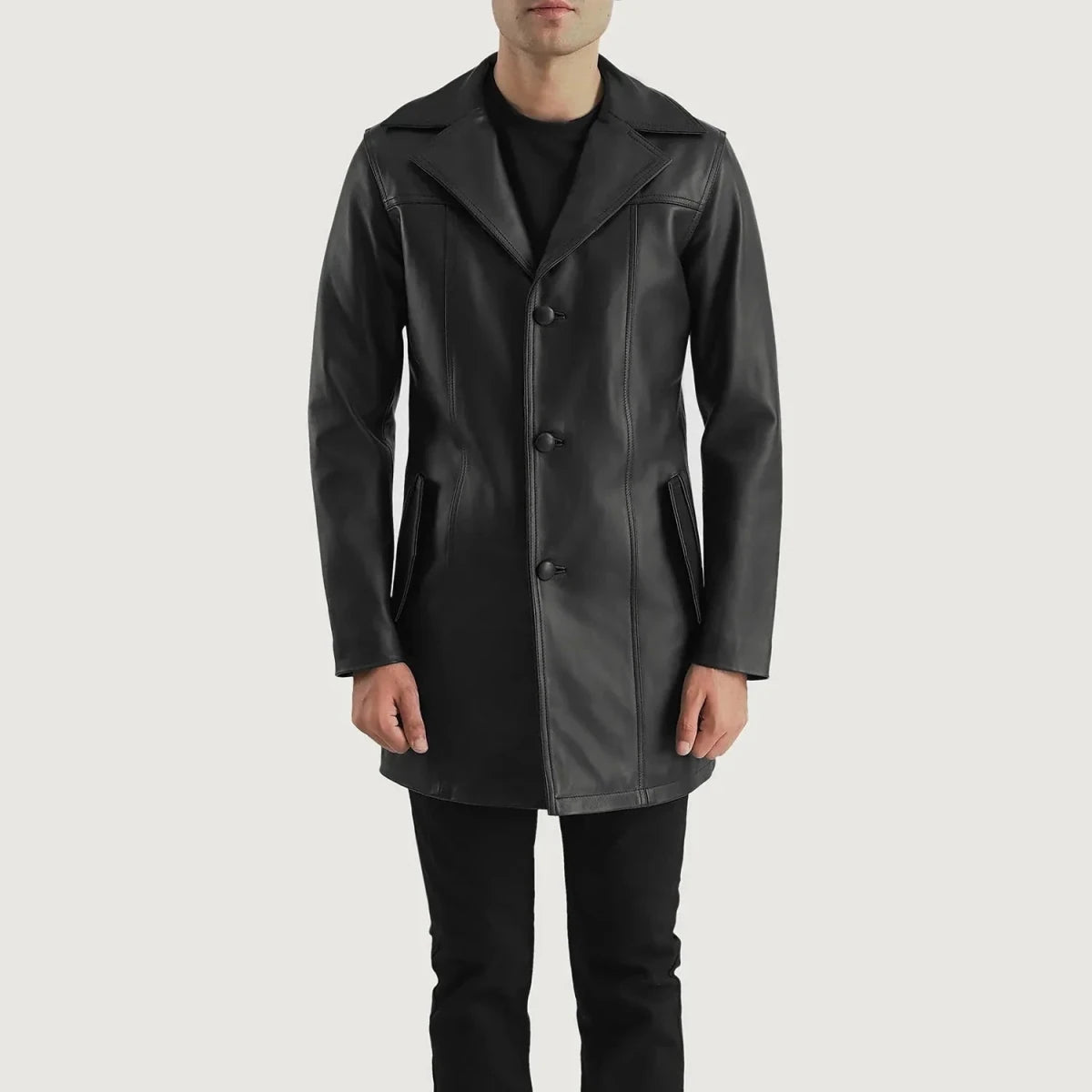 Brawnton Black Leather Coat - Vox Leather