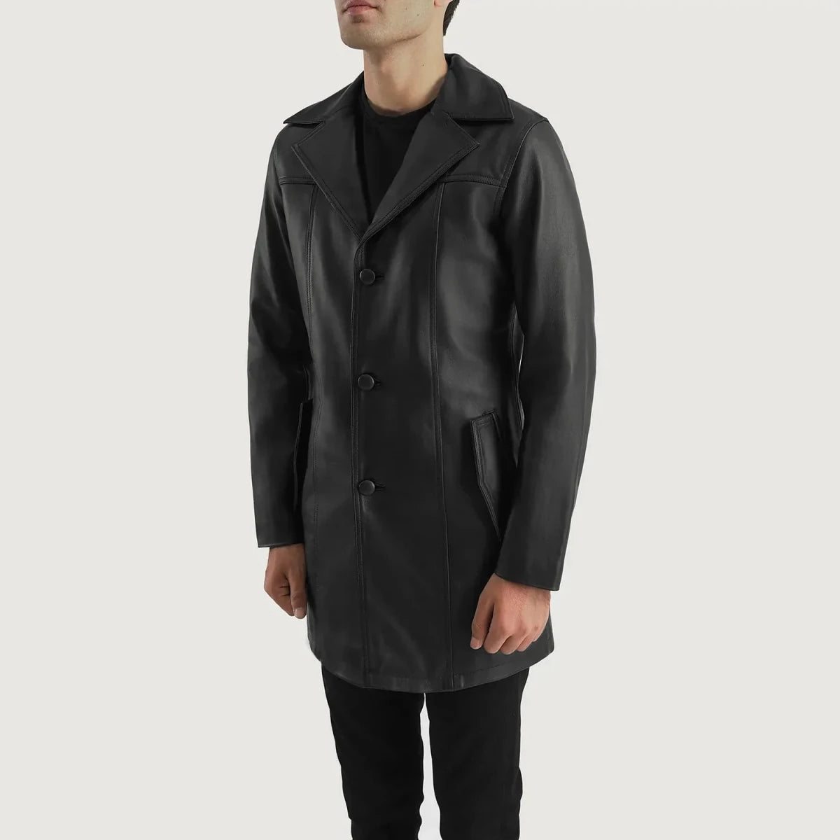 Brawnton Black Leather Coat - Vox Leather