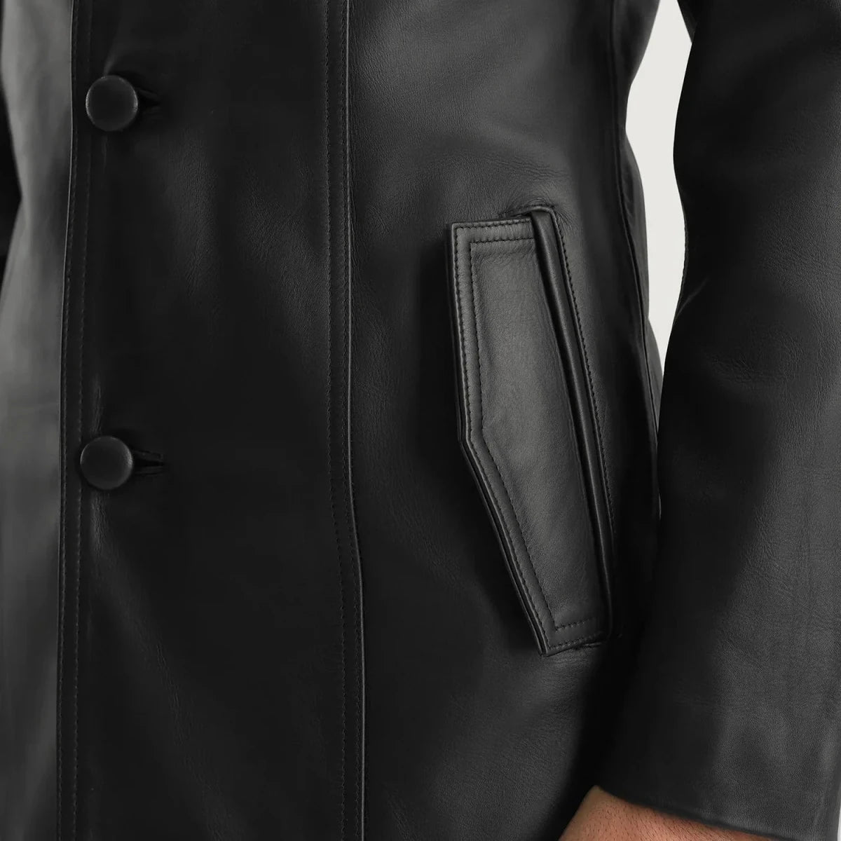 Brawnton Black Leather Coat - Vox Leather