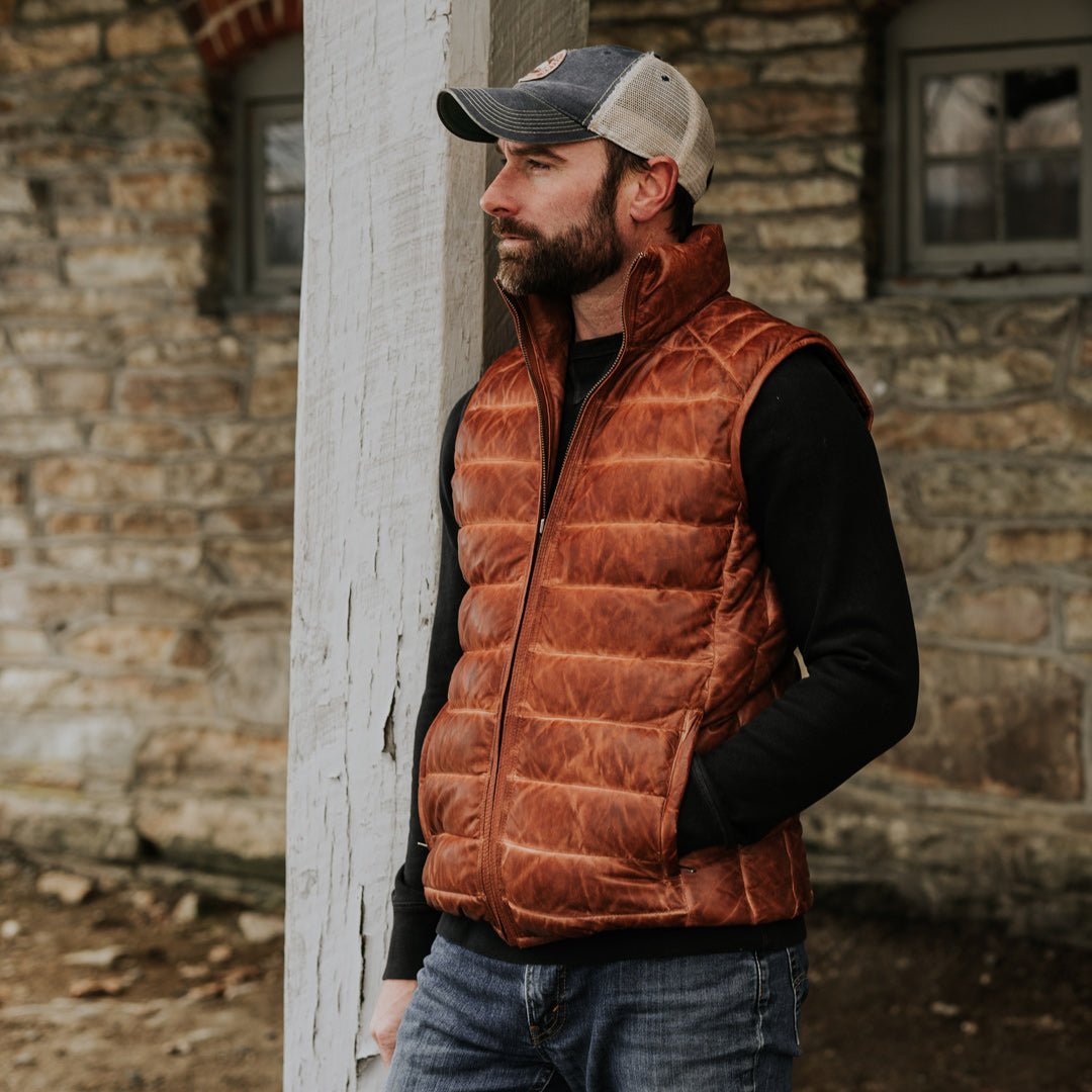 Bridger Leather Down Vest - Rare Leather