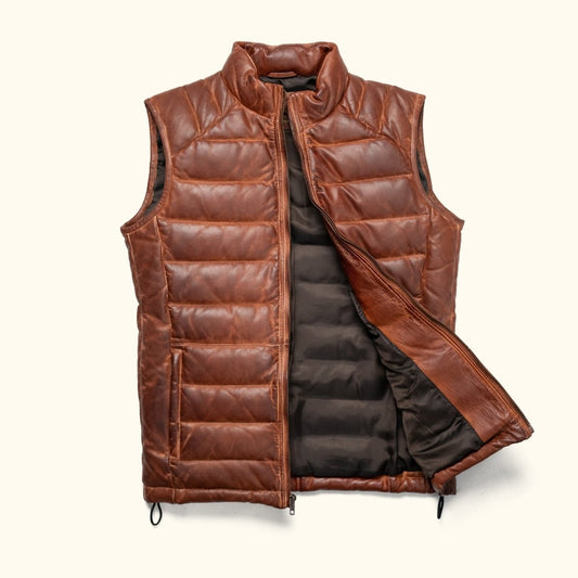 Bridger Leather Down Vest - Vox Leather
