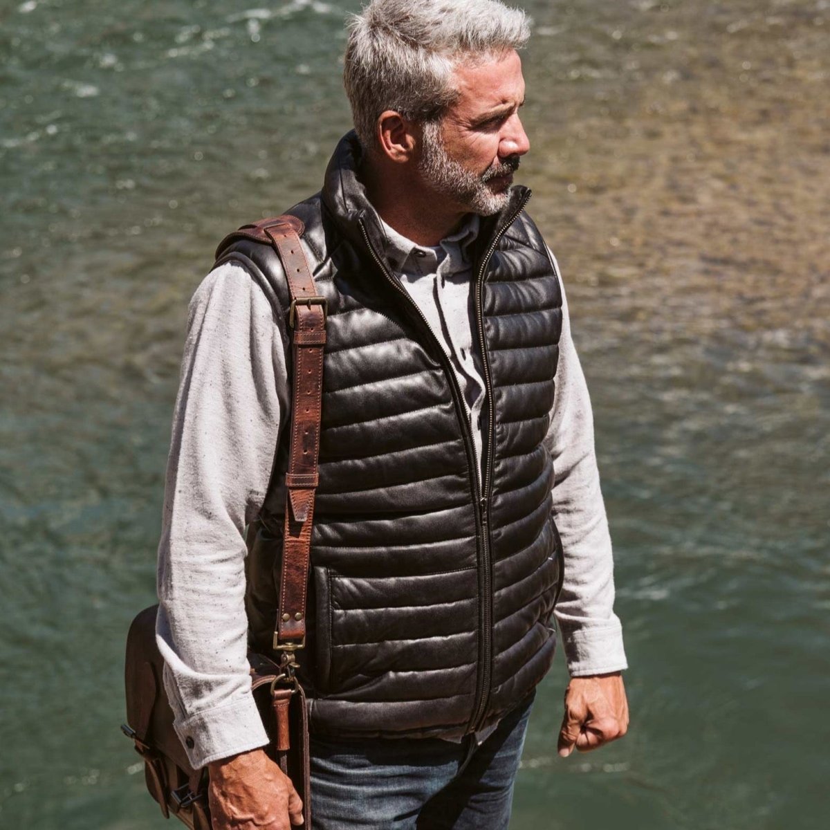 Bridger Leather Down Vest - Vox Leather