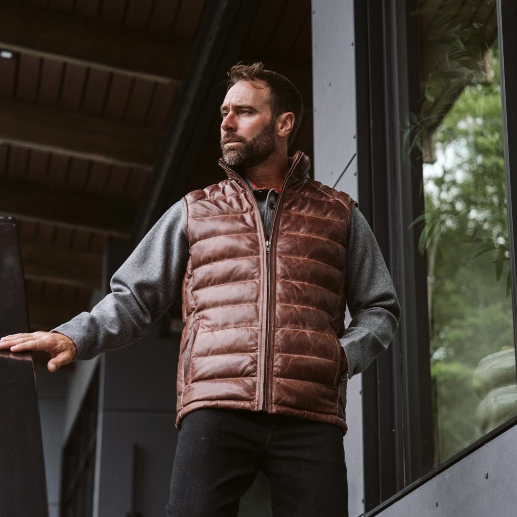 Bridger Leather Down Vest - Vox Leather