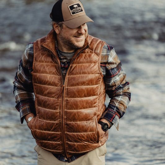 Bridger Leather Down Vest - Vox Leather