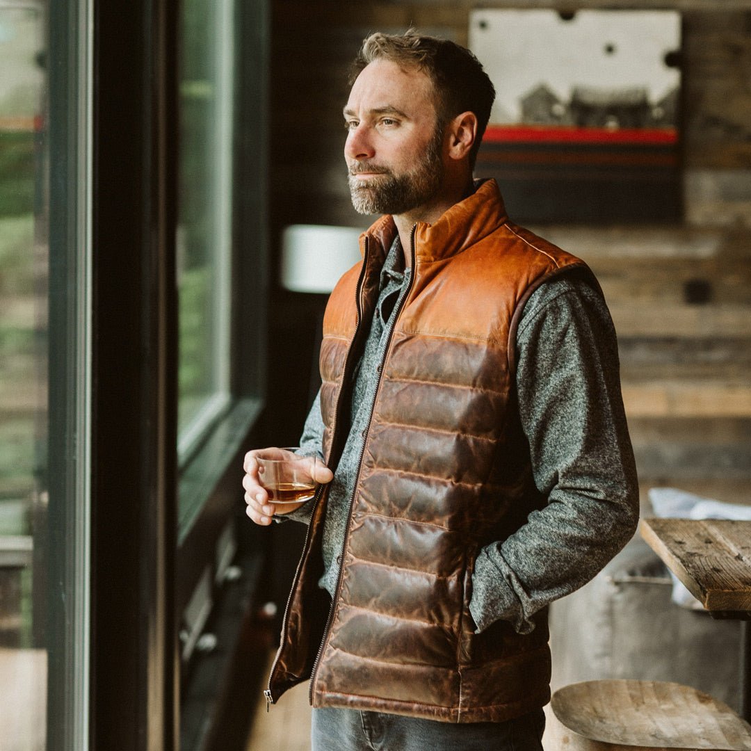 Bridger Leather Down Vest - Vox Leather