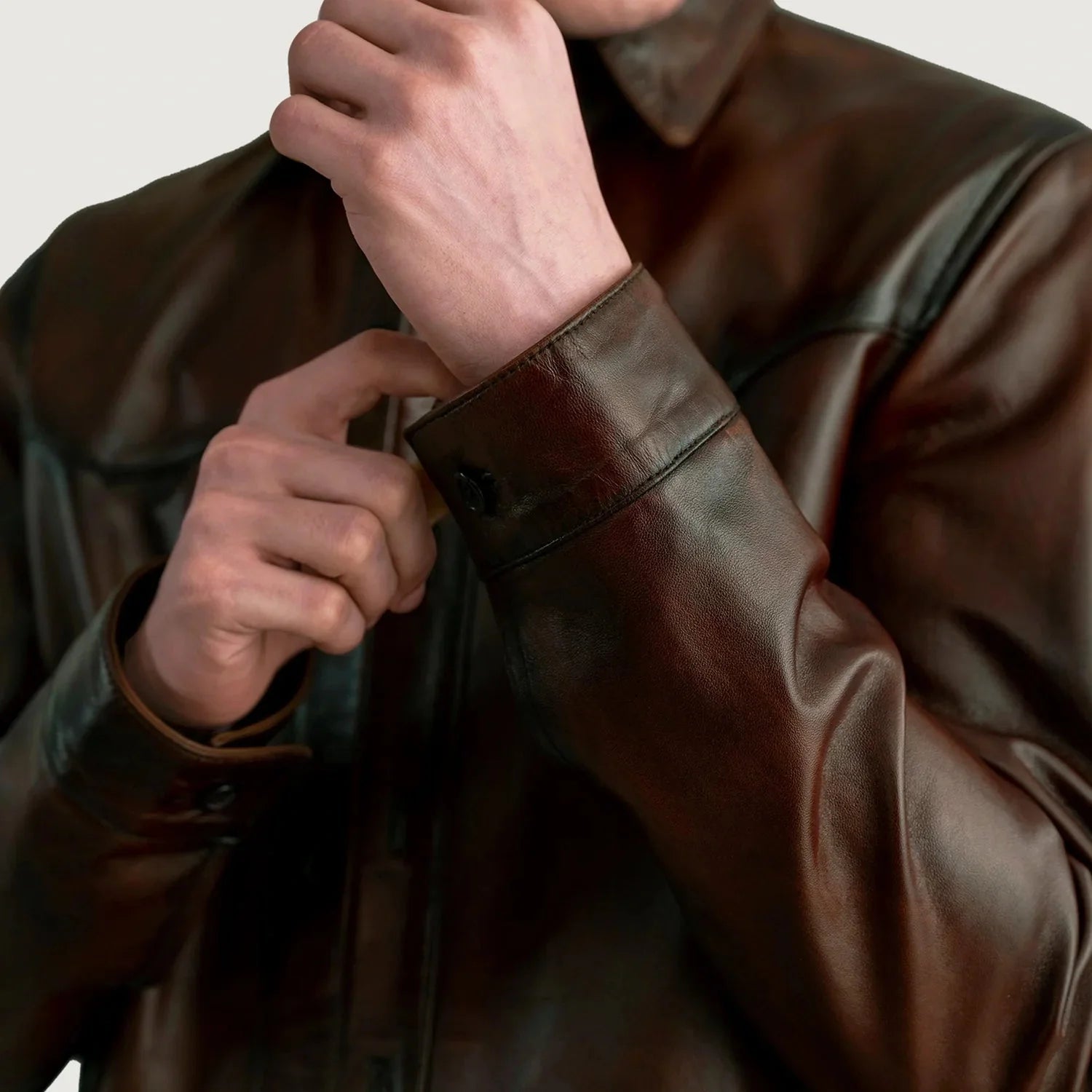 Bronco Distressed Brown Leather Shirt - Rare Leather