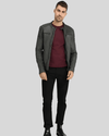 Buck Grey Biker Genuine Leather Jacket - Vox Leather