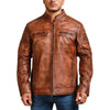 Cafe Racer Vintage Brown Cowhide Motorcycle Jacket - Rare Leather