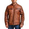 Cafe Racer Vintage Brown Cowhide Motorcycle Jacket - Vox Leather