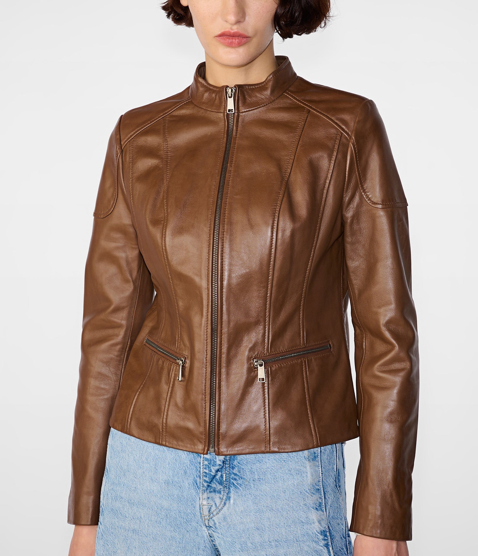 Caitlin Scuba Leather Biker Jacket - Rare Leather