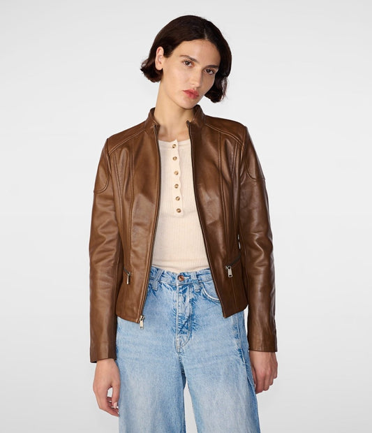 Caitlin Scuba Leather Biker Jacket - Vox Leather