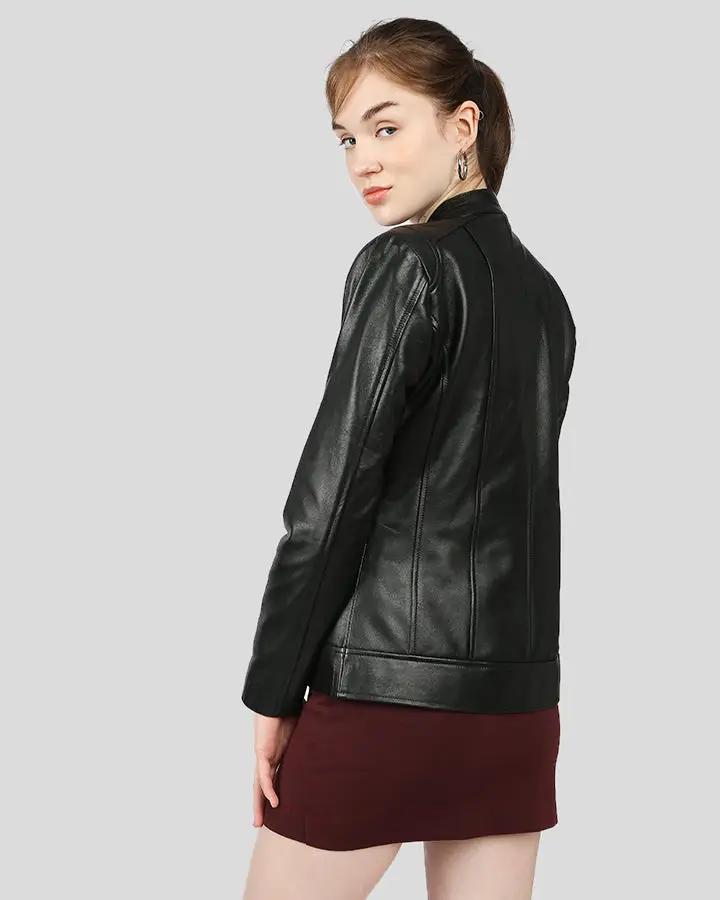 Calista Black Racer Leather Jackets - Vox Leather