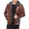 Cameron Brown Hooded Men’s Leather Jacket - Rare Leather