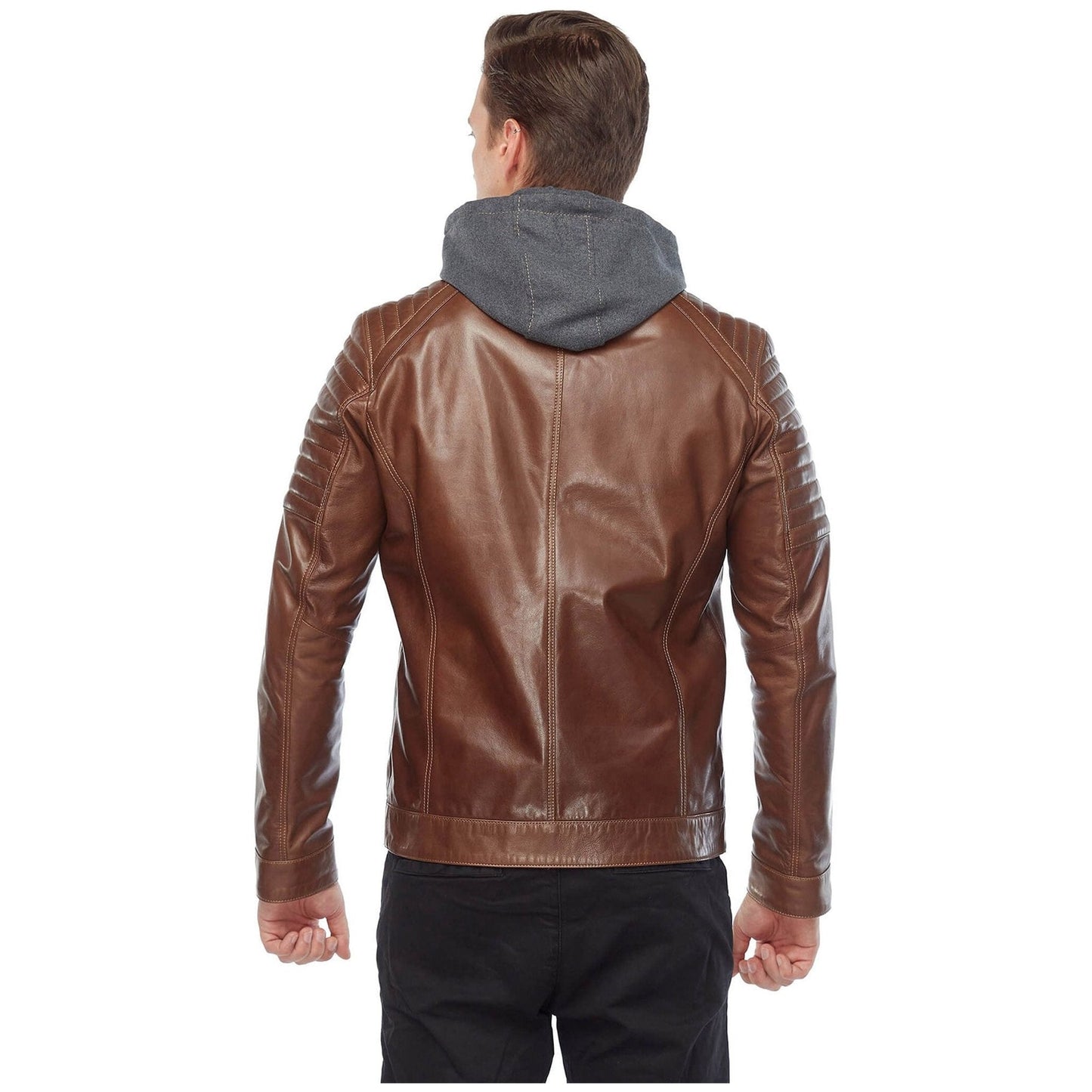 Cameron Brown Hooded Men’s Leather Jacket - Rare Leather