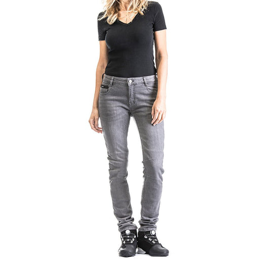 Cathelyn - Women's Motorcycle Riding Jeans (Light Grey) - Vox Leather