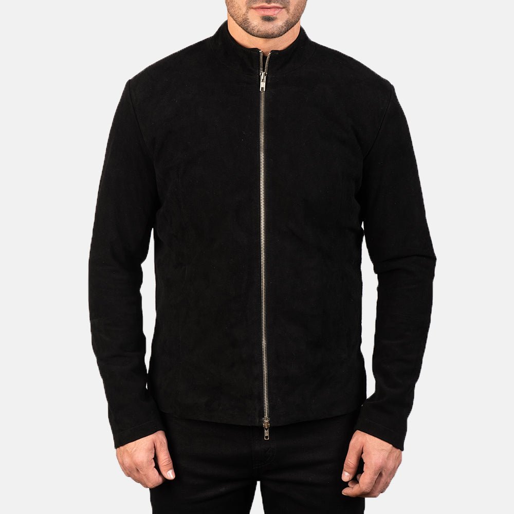 Charcoal Black Suede Biker Jacket - Rare Leather