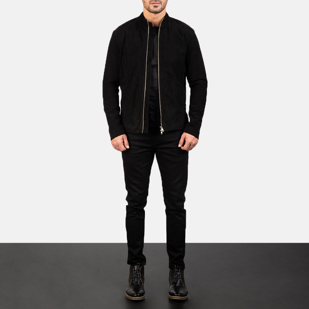 Charcoal Black Suede Biker Jacket - Rare Leather