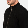 Charcoal Black Suede Biker Jacket - Vox Leather