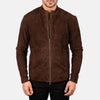 Charcoal Mocha Suede Biker Jacket - Vox Leather