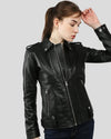 Charmaine Black Racer Leather Jackets - Rare Leather