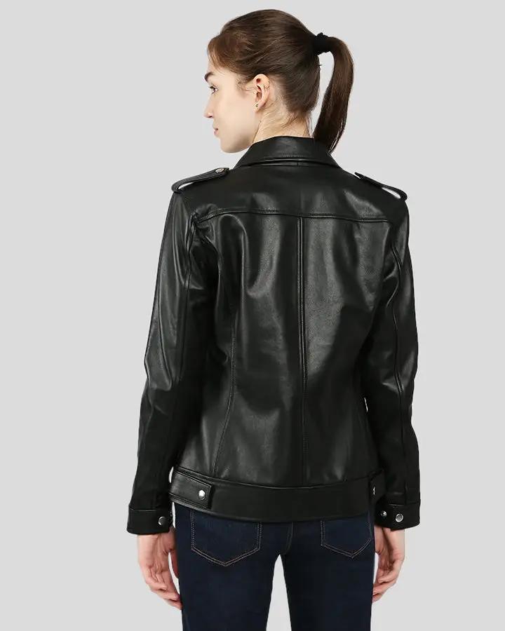 Charmaine Black Racer Leather Jackets - Vox Leather