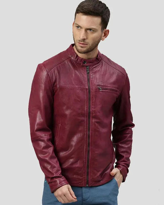 Chase Red Racer Leather Jacket - Vox Leather