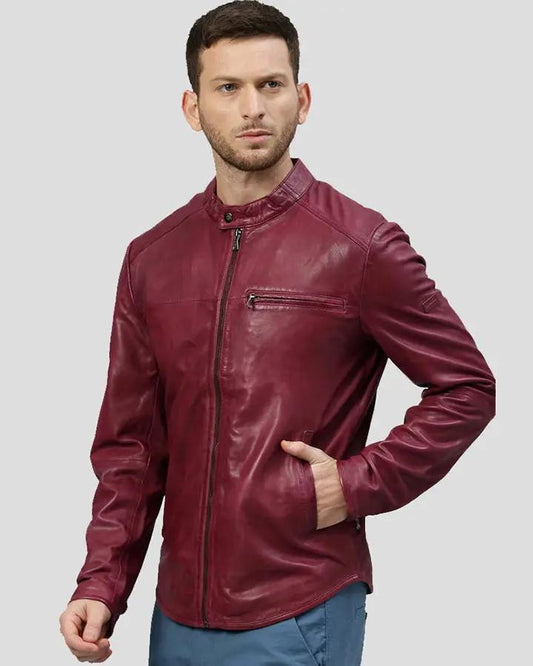 Chase Red Racer Leather Jacket - Vox Leather