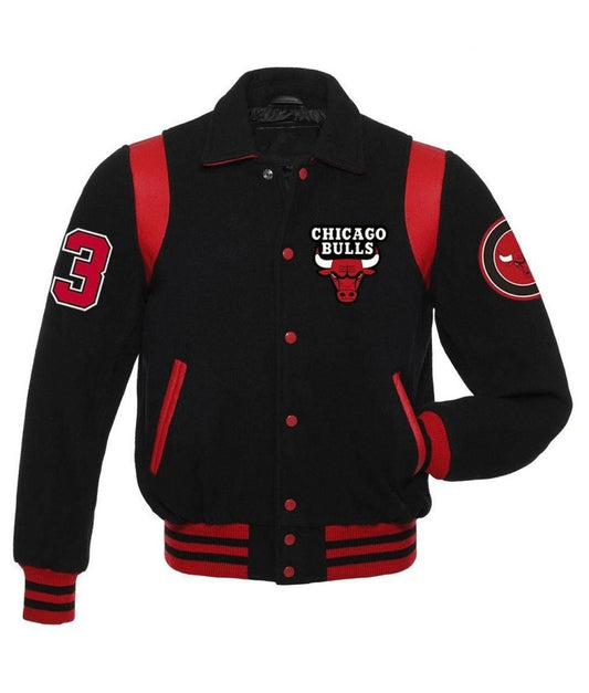 Chicago Bulls Black Varsity Jacket - Vox Leather