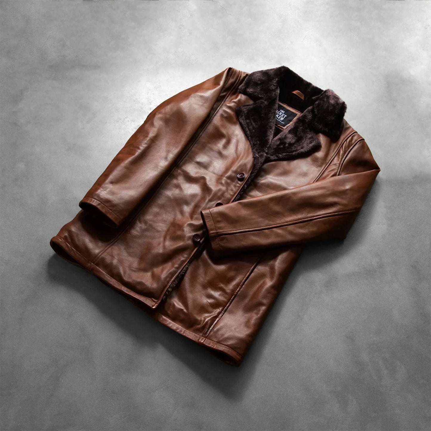 Cinnamon Distressed Leather Fur Coat - Rare Leather