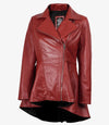 Clarissa Womens Red Asymmetrical Peplum Leather Jacket - Rare Leather
