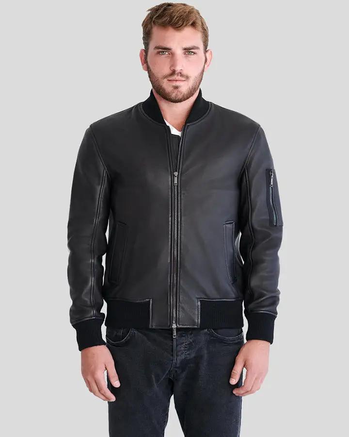 Clark Black Bomber Lambskin Leather Jacket - Rare Leather
