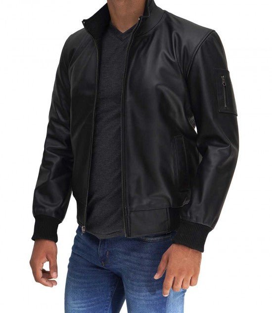 Clark Bomber Black Cowhide Leather Jacket - Vox Leather