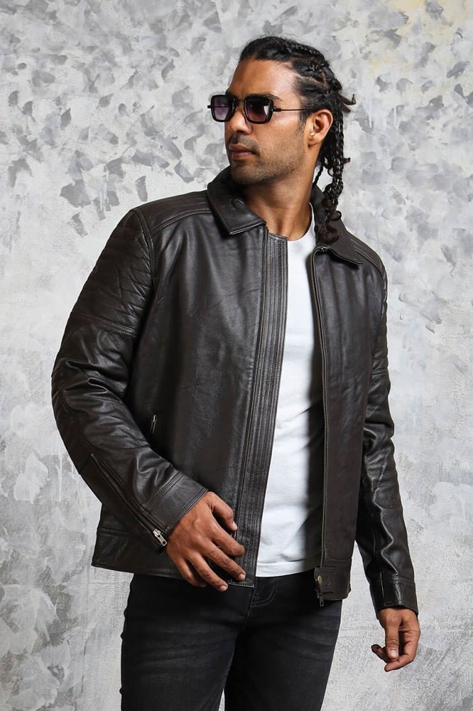 Classic Biker Black Leather Jacket for Men - Vox Leather