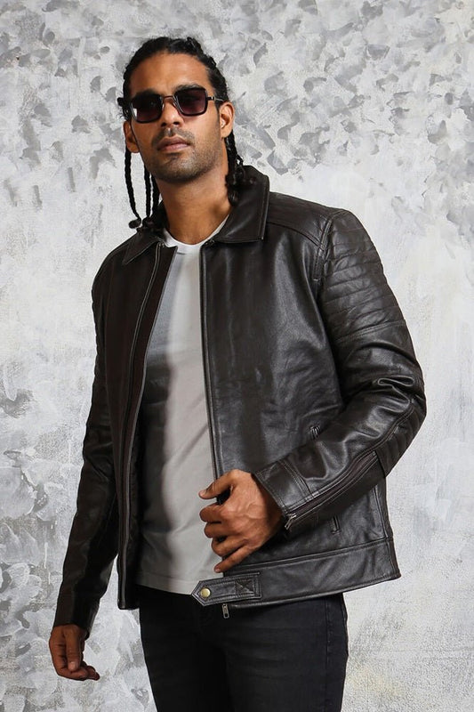 Classic Biker Black Leather Jacket for Men - Vox Leather