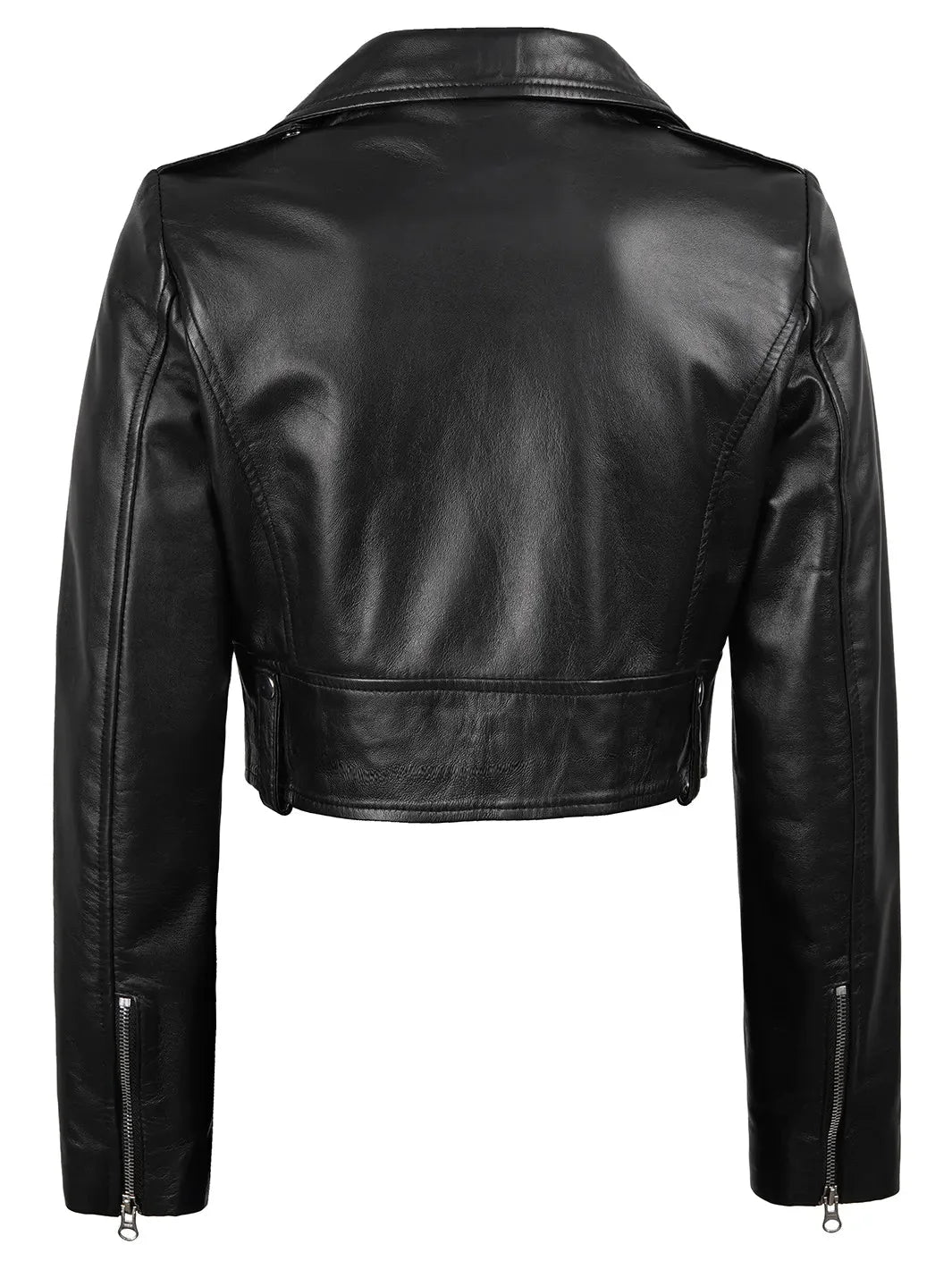 Colleen Women’s Cropped Black Moto Leather Jacket - Rare Leather