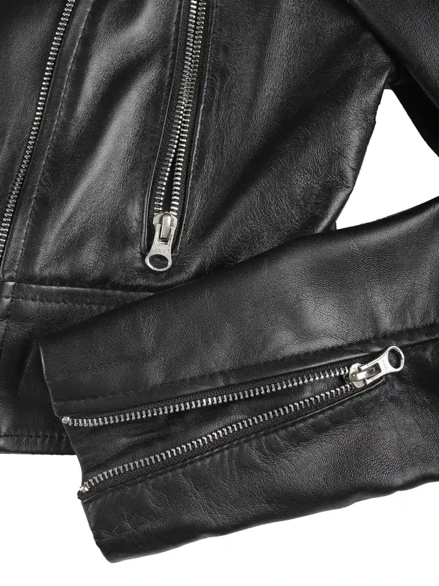Colleen Women’s Cropped Black Moto Leather Jacket - Vox Leather