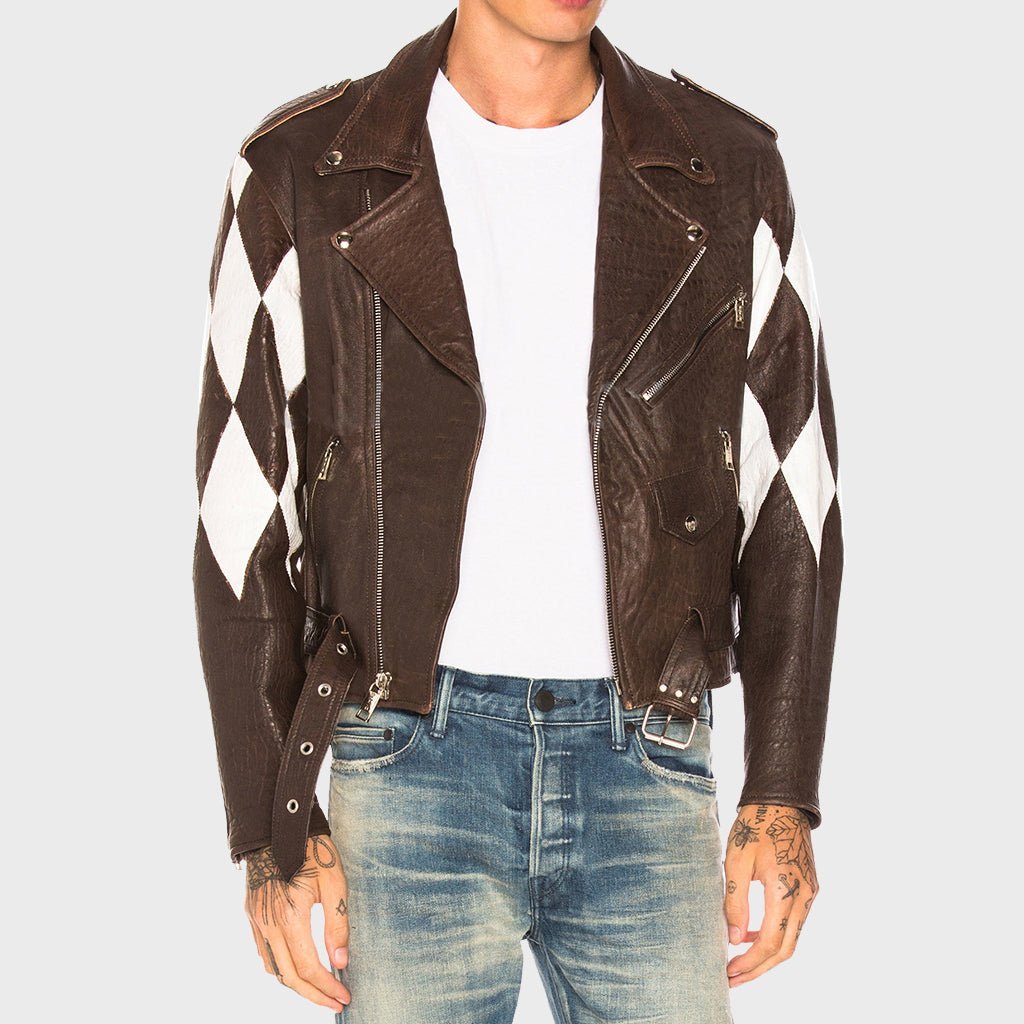 Color Block Lambskin Moto Leather Jacket - Vox Leather