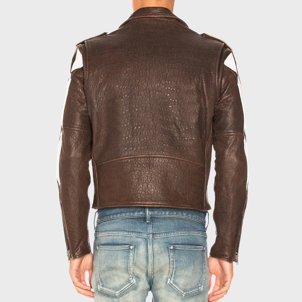 Color Block Lambskin Moto Leather Jacket - Vox Leather