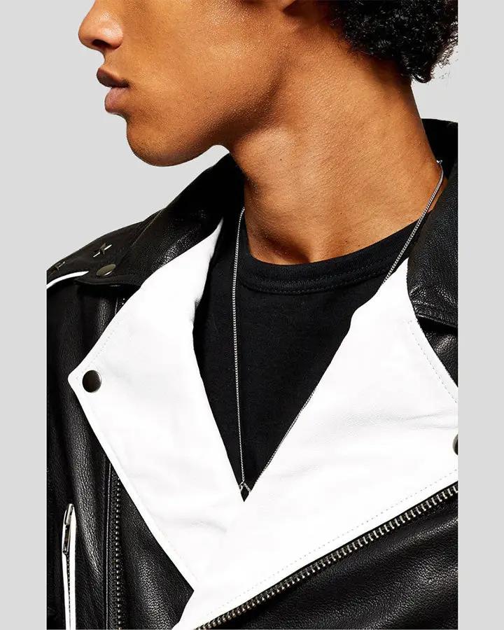 Colvert Black & White Motorcycle Leather Jacket - Rare Leather