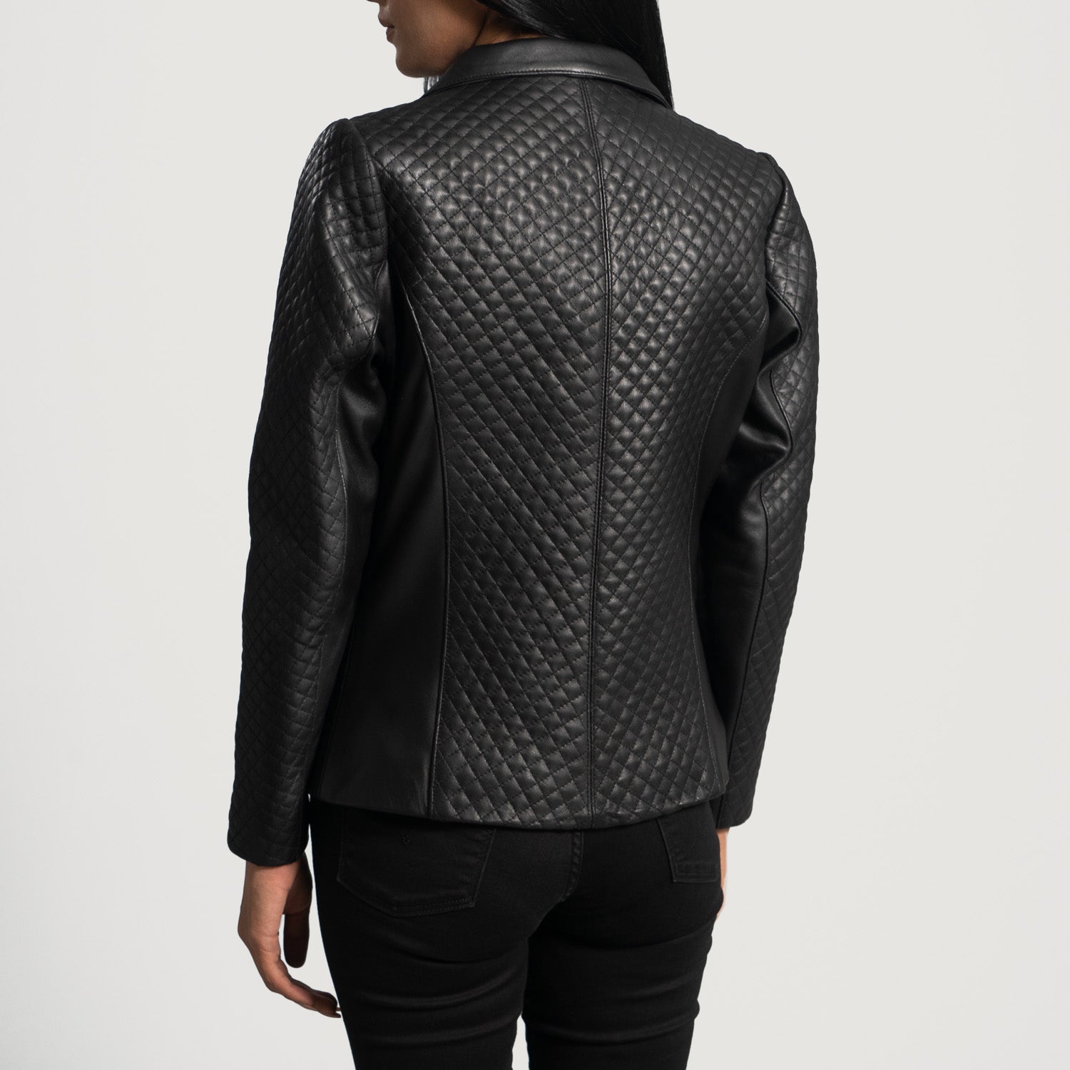 Cora Quilted Black Leather Blazer - Rare Leather
