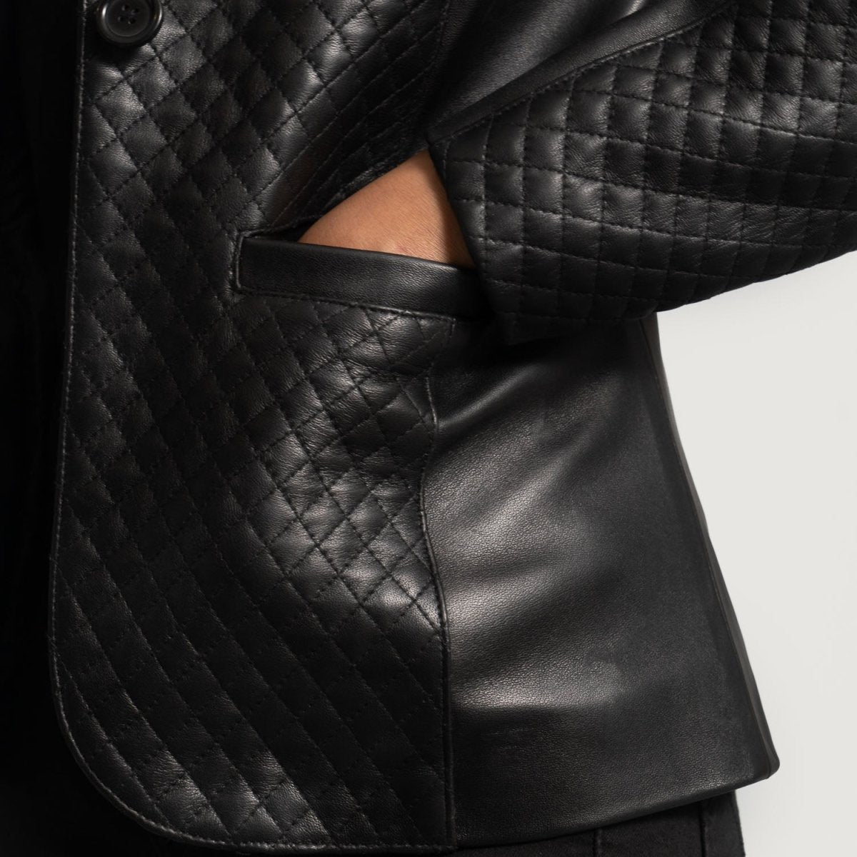 Cora Quilted Black Leather Blazer - Vox Leather