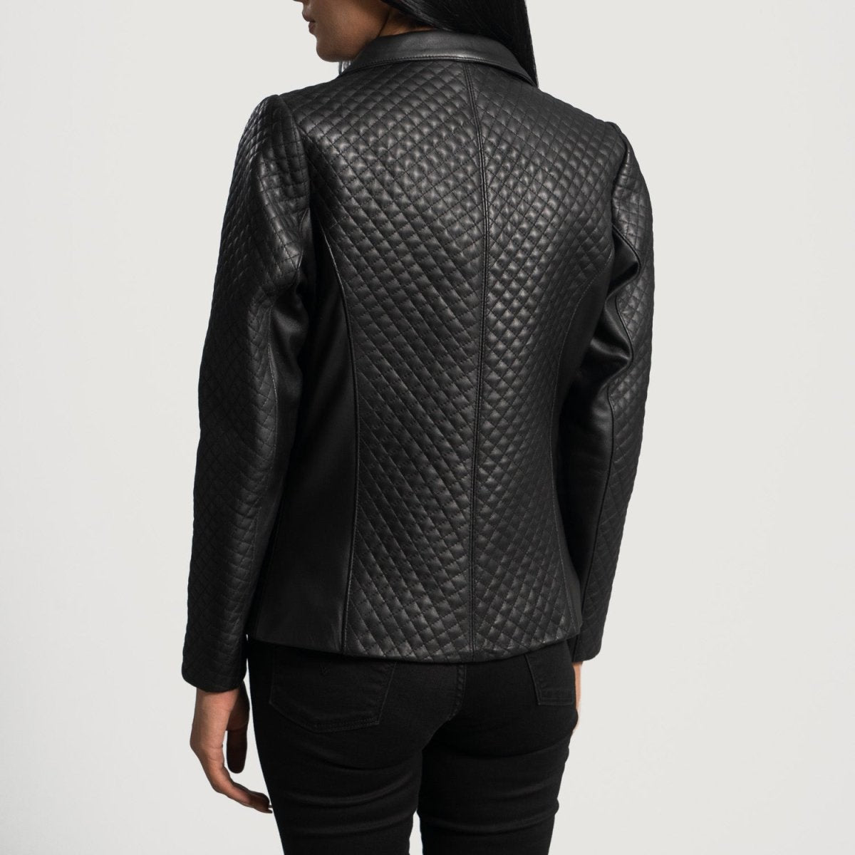Cora Quilted Black Leather Blazer - Vox Leather