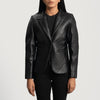 Cora Quilted Black Leather Blazer - Vox Leather