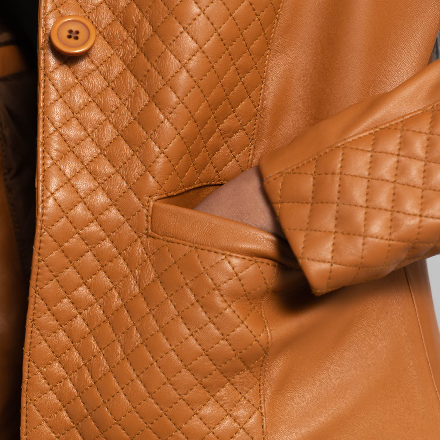 Cora Quilted Brown Leather Blazer - Rare Leather