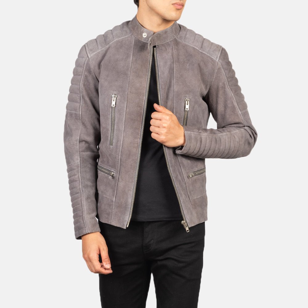 Damian Grey Suede Biker Jacket - Rare Leather