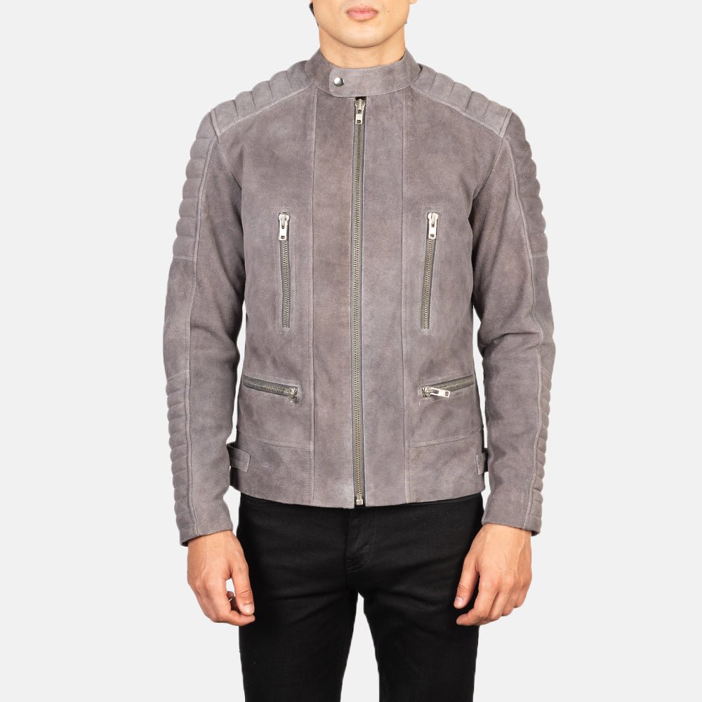 Damian Grey Suede Biker Jacket - Rare Leather