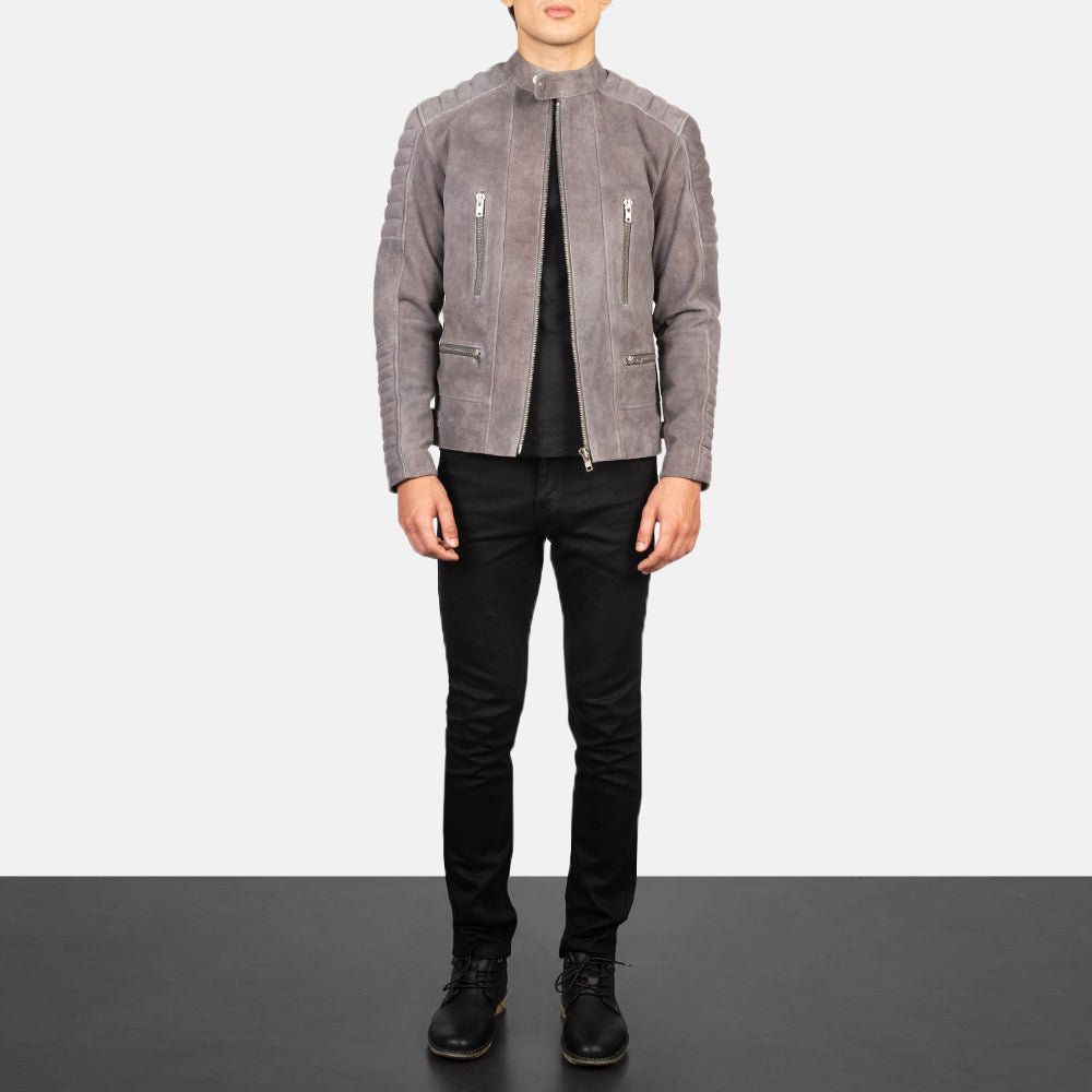 Damian Grey Suede Biker Jacket - Rare Leather